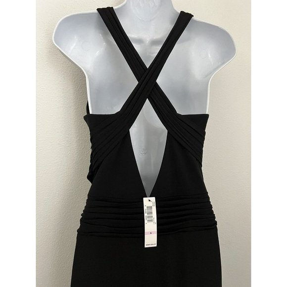 Laundry by Shelli Segal Nordstrom Dress V Neck Plunging Black Size 6 Dressy New - Picture 3 of 8
